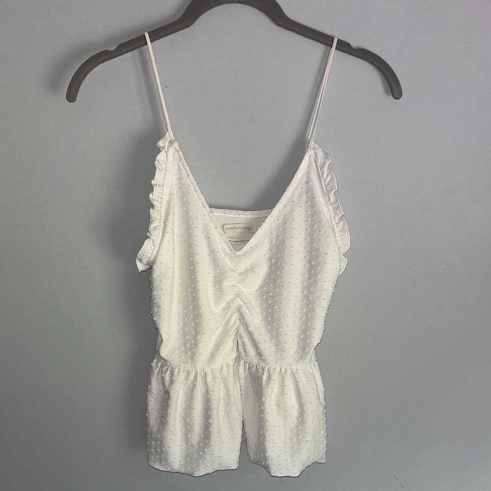 UO White Ruffled Tank Top
